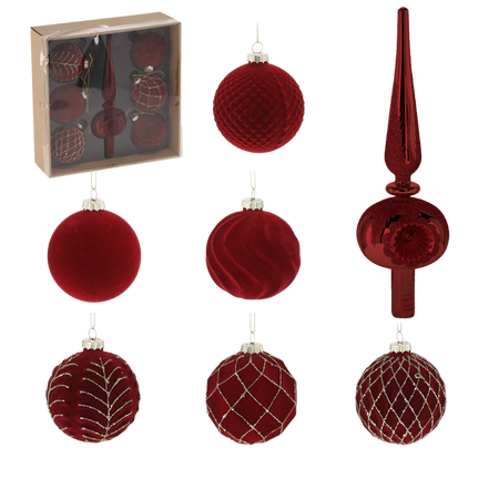 KPL. 7 DECORATIUNI DE CRACIUN DIN sticla BORDEAUX 29 x 29 x 9,6 CM *2133
