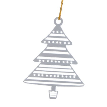 KPL. 3 OZDÓB CHOINKOWYCH - CHOINKA SREBRNA 6 x 8 CM opak=48kpl *0818