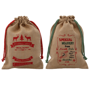 CHRISTMAS GIFT BAG 28 x 40 CM JUTE MIX PATTERNS pack=10pcs *4136