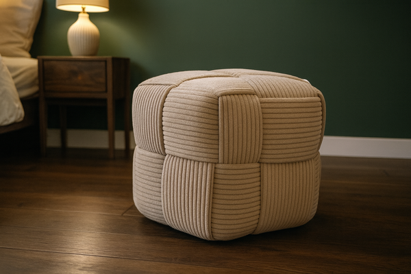 WOVEN CUBE POUF 40 X 40 X 40 CM GREY