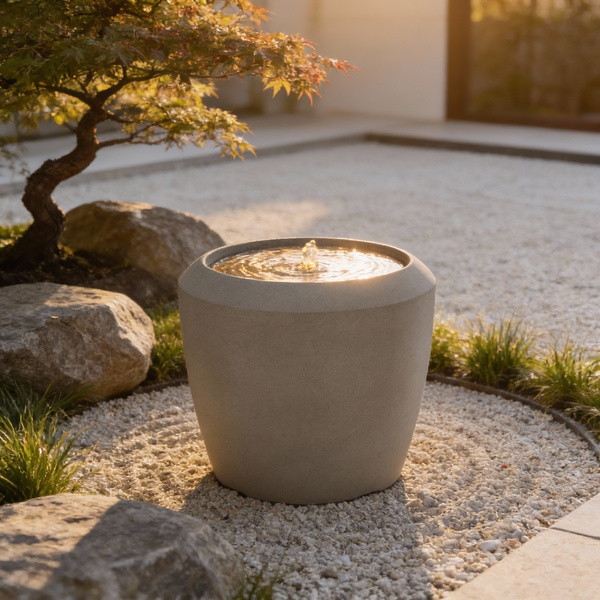 PLASTIC GARDEN FOUNTAIN WITH LED 33,6 x 33,6 x 30,5 CM GREY