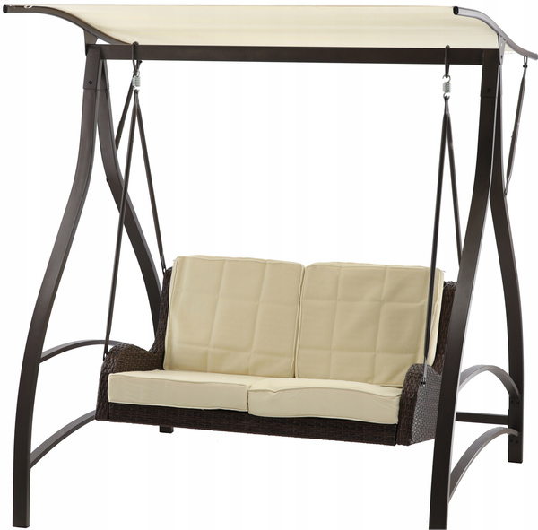 HUŚTAWKA OGRODOWA Z TECHNORATTANU 166 x 130 x 170 CM BRĄZOWA PREMIUM *3132