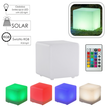 SOLAR LAMP WHITE CUBE 40 x 40 x 41 CM MULTICOLOR WITH REMOTE