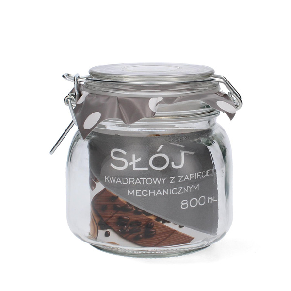 SŁÓJ 0,8 L KWADRATOWY Z ZAPIĘCIEM MECHANICZNYM *8469