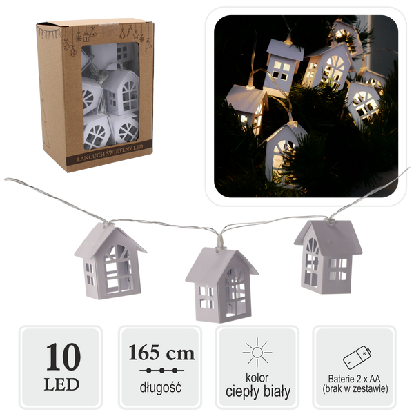 LANȚ LUMINOS LED CU CASE METALICE 10 L PE BATERII *1402