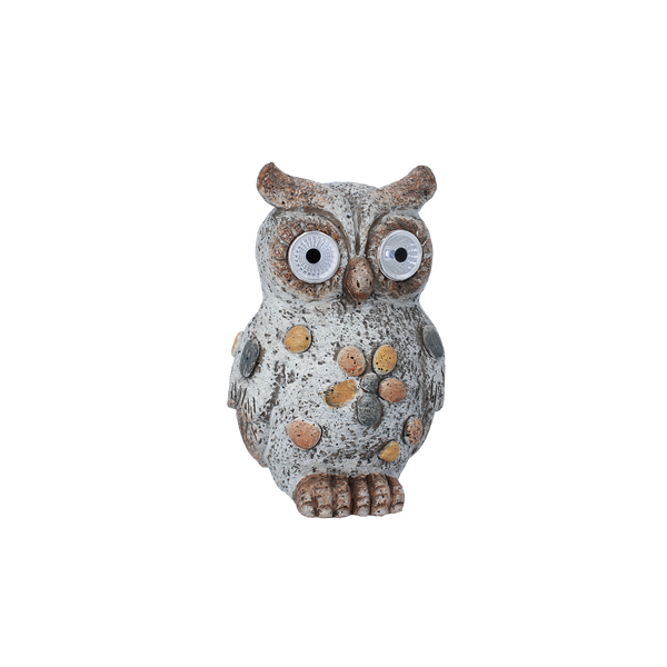 GARDEN FIGURINE - OWL WITH GLOWING EYES 12 x 10 x 18 CM LED pack=4 pcs