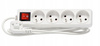 EXTENSION CORD POWER STRIP WITH SWITCH 4 SOCKETS 1.5M WHITE