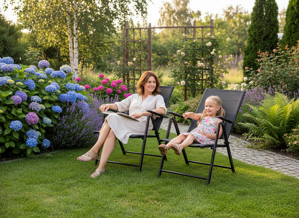 KRZESŁO OGRODOWE SKŁADANE STALOWE 66 x 53 x 107 CM CZARNE