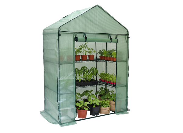 SZKLARNIA OGRODOWA Z PÓŁKAMI ZIELONA 140 x 73 x 200 CM