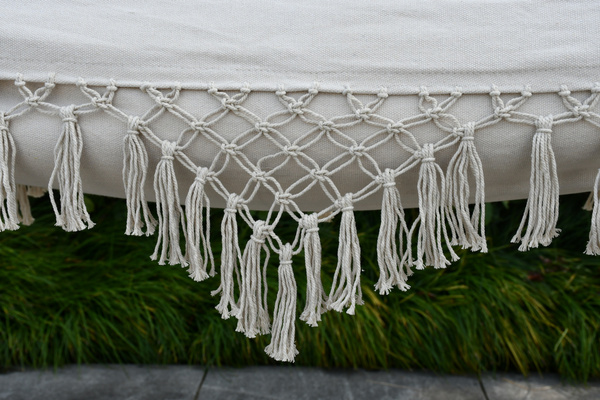 HAMAK S FRANŽAMI BOHO 200 x 150 CM BEŽOVÝ/SIVÝ *3194