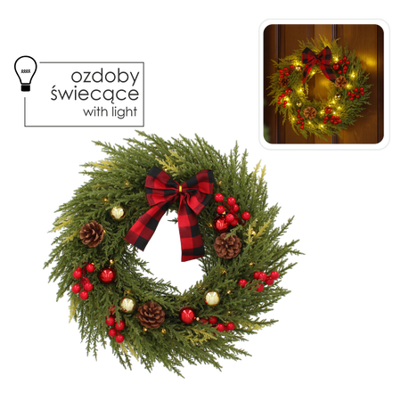 CHRISTMAS WREATH LED 40 CM 40 L GREEN WITH A BOW