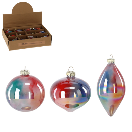 IRIDESCENT GLASS ORNAMENT MIXED PATTERNS