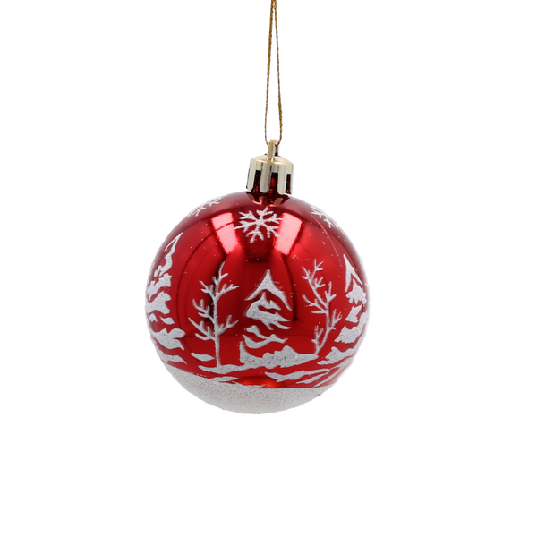 SET OF 8 CHRISTMAS BAUBLES RED 6 CM