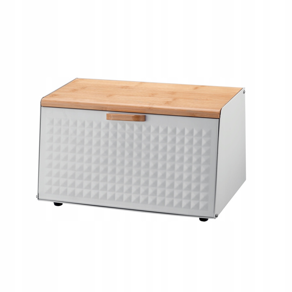 CHLEBAK HIBISCO - EMALIOWANY Z POKRYWĄ BAMBUSOWĄ 35,5 x 17 x 19,5 CM BIAŁY *8886