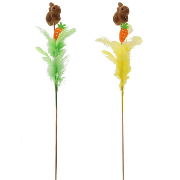 DECORAȚIUNE DE PAȘTE PE BEȚIȘOR - IEPURAȘ CU PENE 30 CM MIX 2 CULORI ambalaj=12buc *9533