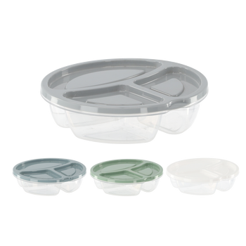 DIVIDED ROUND CONTAINER INTO 3 PARTS 0,6L