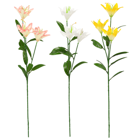 SZTUCZNA GAŁĄZKA - LILIA Z TRZEMA KWIATAMI 64 CM MIX KOLORÓW opak=60 szt *3000