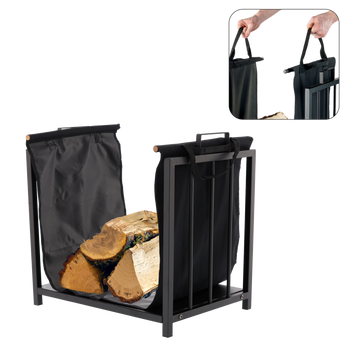 LOG HOLDER BLACK CANVAS CARRIER L20"