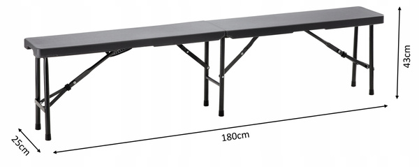 SKLADACIA TURISTICKÁ LAVICA 180 x 25 x 43 CM ŠEDÁ *0971