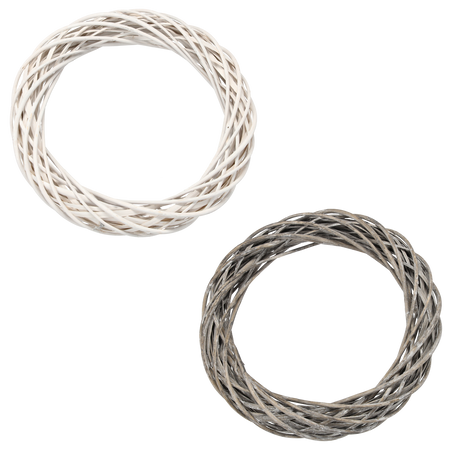 WICKER WREATH 40 CM WHITE / GRAY