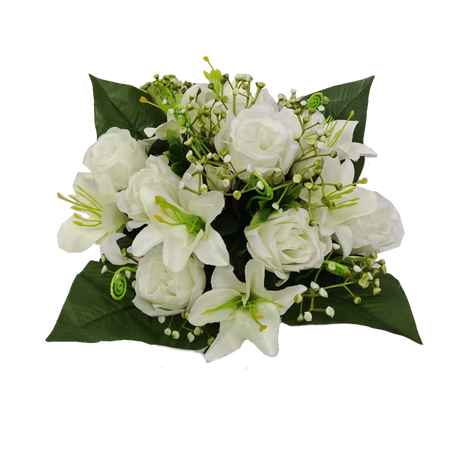 ARANJAMENT FLORAL ARTIFICIAL RĂNDURI ŞI LILIAC 25 x 27 x 27 CM MIX DE CULORI ambalaj=12 buc *2959