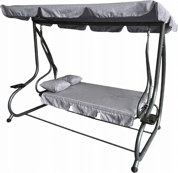LEAGĂNĂ DE JARDIN 210 x 120 x 170 cm GRI MELANJ CU FUNCȚIE DE ȘEZLONG *3095