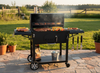CHARCOAL GARDEN GRILL WITH LID, CAST IRON GRATE AND CASTORS 153 x 65 x 137 CM