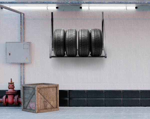 WISZĄCY REGAŁ NA OPONY UDŹWIG DO 100 KG 56 x 50 x 80-120 CM *5196