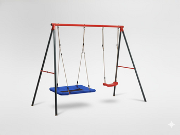 HUŚTAWKA OGRODOWA PODWÓJNA (METALOWY STELAŻ + HUŚTAWKA + BOCIANIE GNIAZDO) 290 x 180 x 200 CM