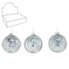 BOMBĂ DE STICLĂ - ALBASTRU - ARGINTIE MIX DE MODELE 8 CM disp=12buc *2058