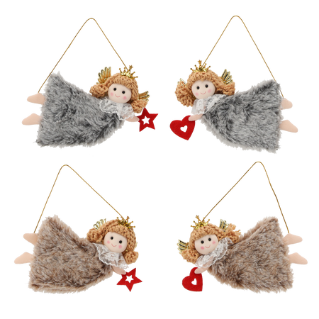 CHRISTMAS DECORATION ANGEL BROWN/GRAY 14.5 X 8 CM pack=12pcs