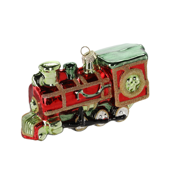 BOMBKA DIN sticlă - LOCOMOTIVĂ ROȘIE-VERDE 14,2 x 5,3 x 7,7 CM ambalaj=6buc *5041
