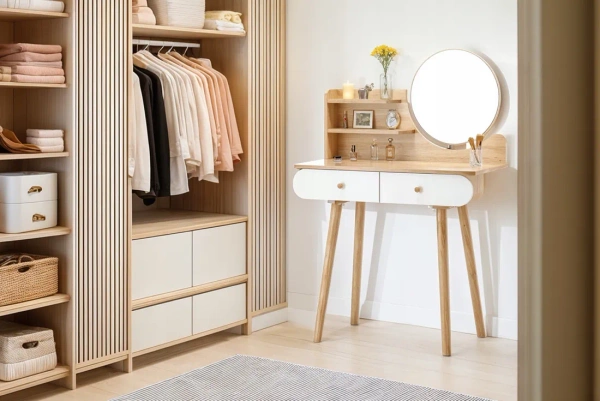 TOALETKA KOSMETYCZNA Z LUSTREM 80 x 40 x 120 CM DREWNIANA/BIAŁA *7865