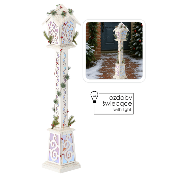 LANTERNĂ DE SĂRBĂTOARE ALBĂ LED 20 x 20 x 120 CM *5263