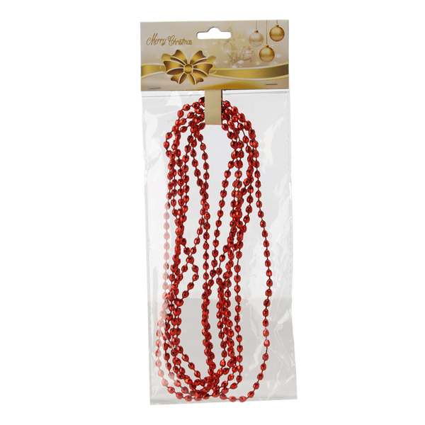 GARLAND 2.7 M BEADS 5 MM RED/GOLD/SILVER