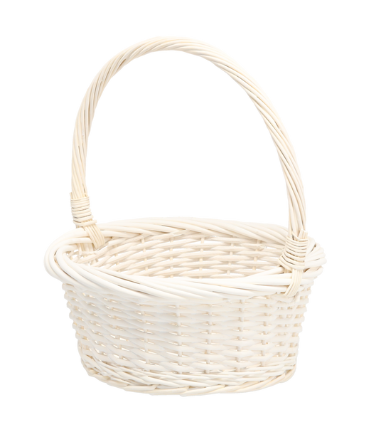 RATTANOVÝ KOŠ 32 x 32 x 14/36 CM S UCHY - BÍLÝ *6926