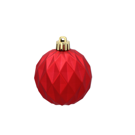 SET OF 6 GEOMETRIC BAUBLES 6 CM RED/GOLD/SILVER