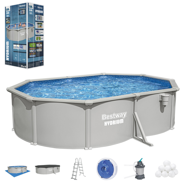 PISCINĂ CADRU 5,0m x 3,60m x 1,20m (PISCINĂ, POMPĂ DE FILTRARE, SCARA, PARDOSEALĂ) 