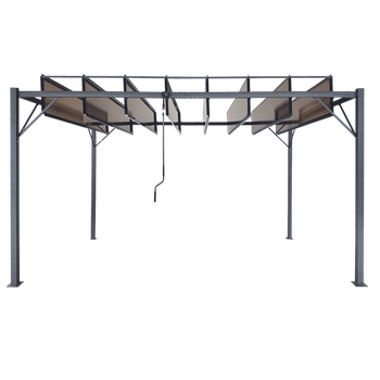 PERGOLA GARDEN WITH MOVABLE LOUVERS MADE OF POLYCARBONATE 3 X 4 M BROWN