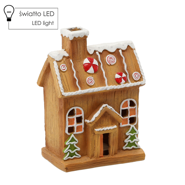 FIGURINE OF THE NATIVITY SCENE - GINGERBREAD HOUSE 6,5 X 11 X 23 CM LED pack=4pcs