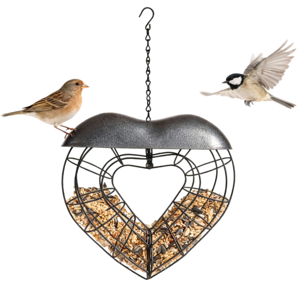 KRMÍTKO PRO PTÁKY METALOVÉ NA TUKOVÉ KULI - SRDCE 25 X 25 X 7 CM *7960