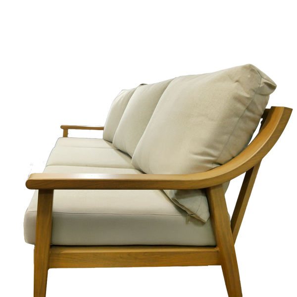 ALUMINUM FURNITURE "NIKOZJA" SET (3-SEATER SOFA + 2 ARMCHAIRS + TABLE) BEIGE + BEIGE CUSHIONS