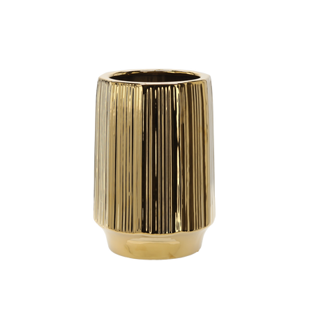 CERAMIC COVER FOR A POT 22 x 22 x 32,5 CM GOLD WITH STRIPES