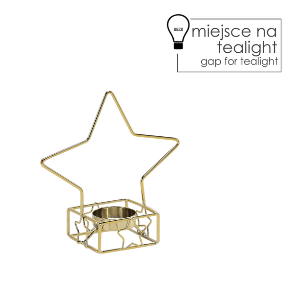 CANDLE HOLDER DIN METAL PENTRU TEALIGHT AURIE - STEA 14,2 x 7 x 14,3 CM ambalaj=4 buc *5661