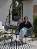 GARDEN FURNITURE SET MADE OF WOVEN ROPE (2 ARMCHAIRS + SOFA + TABLE) - ANTHRACITE, CUSHIONS - GREY