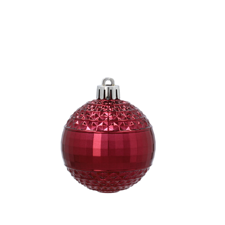 SET OF 6 BAUBLES 6 CM BURGUNDY/ANTHRACITE/CHAMPAGNE (TUBE)