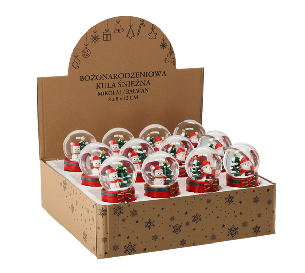 CHRISTMAS SNOWGLOBE - SANTA / SNOWMAN 8 x 12 CM disp=12pcs *5669