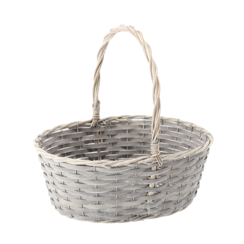RATTAN BASKET 33 x 25 x 13.5/32 CM WITH HANDLE - DARK GREY