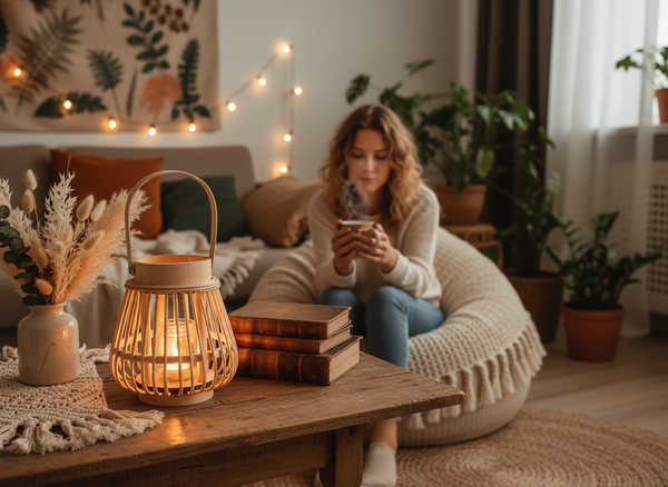 LAMPION DREWNIANY 14 x 17 CM - NATURALNY