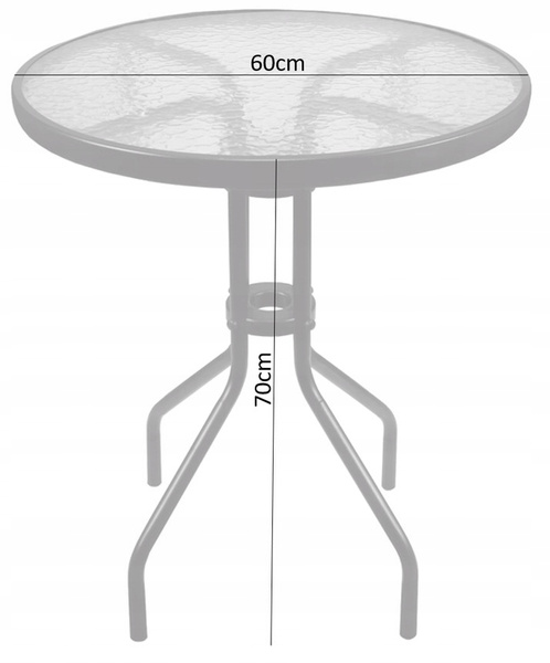 MASA DE GRĂDINĂ ROTUNDĂ 60 x 60 x 70 cm/pentru set 2 scaune + masă/ NEAGRĂ *2262